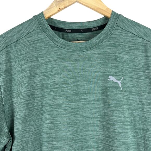 Puma T-Shirt Mens M Heather Green Lightweight Athleisure Minimalist Casual - Picture 4 of 7